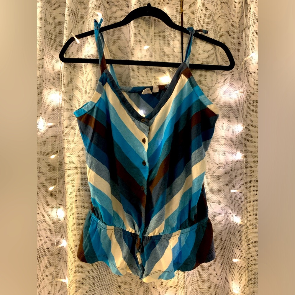 Old Navy blue chevron peplum tank, size M